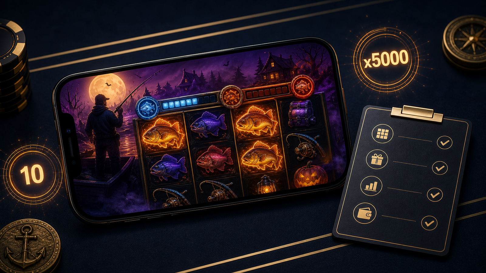 BIG BASS HALLOWEEN 3 slot checklist on a mobile phone