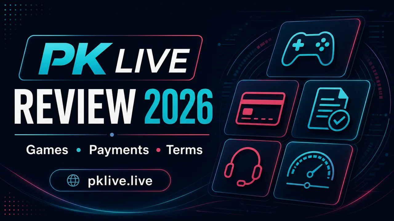 PK LIVE Review 2026 featured cover with games payments and terms text