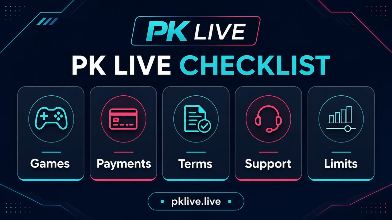PK LIVE checklist for games payments terms support and play limits
