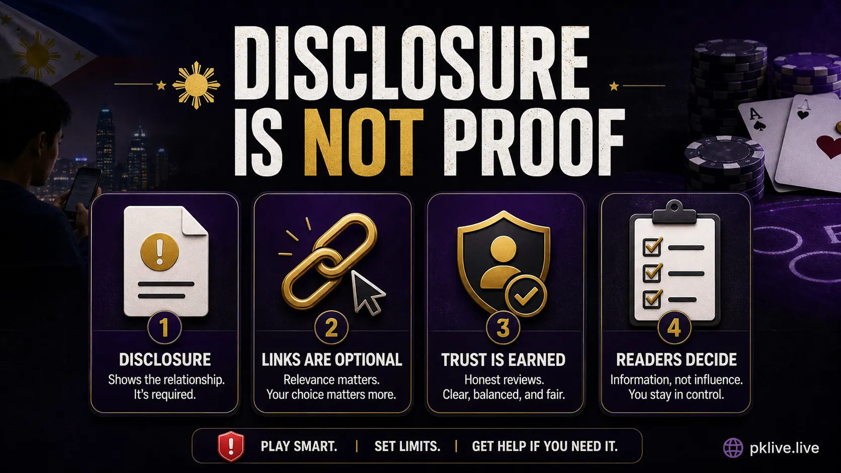 Casino Link Trust Checklist Philippines: CTAs, Disclosure Notes, and Terms to Check illustration 1: disclosure is not proof