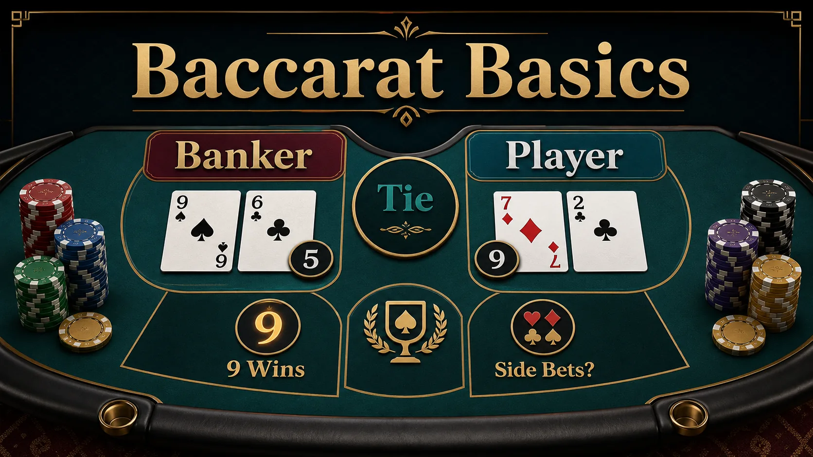 PKLIVE baccarat basics guide showing banker player tie and highest hand value concepts