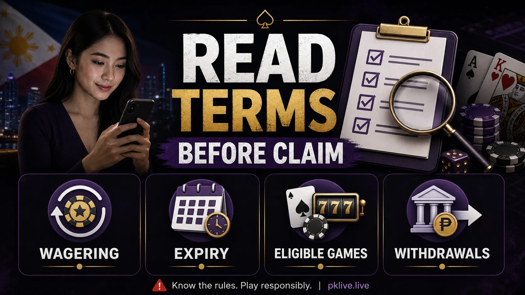 Casino Bonus Terms Checklist Philippines: Wagering, Expiry, Eligible Games, and Withdrawals primary checklist illustration