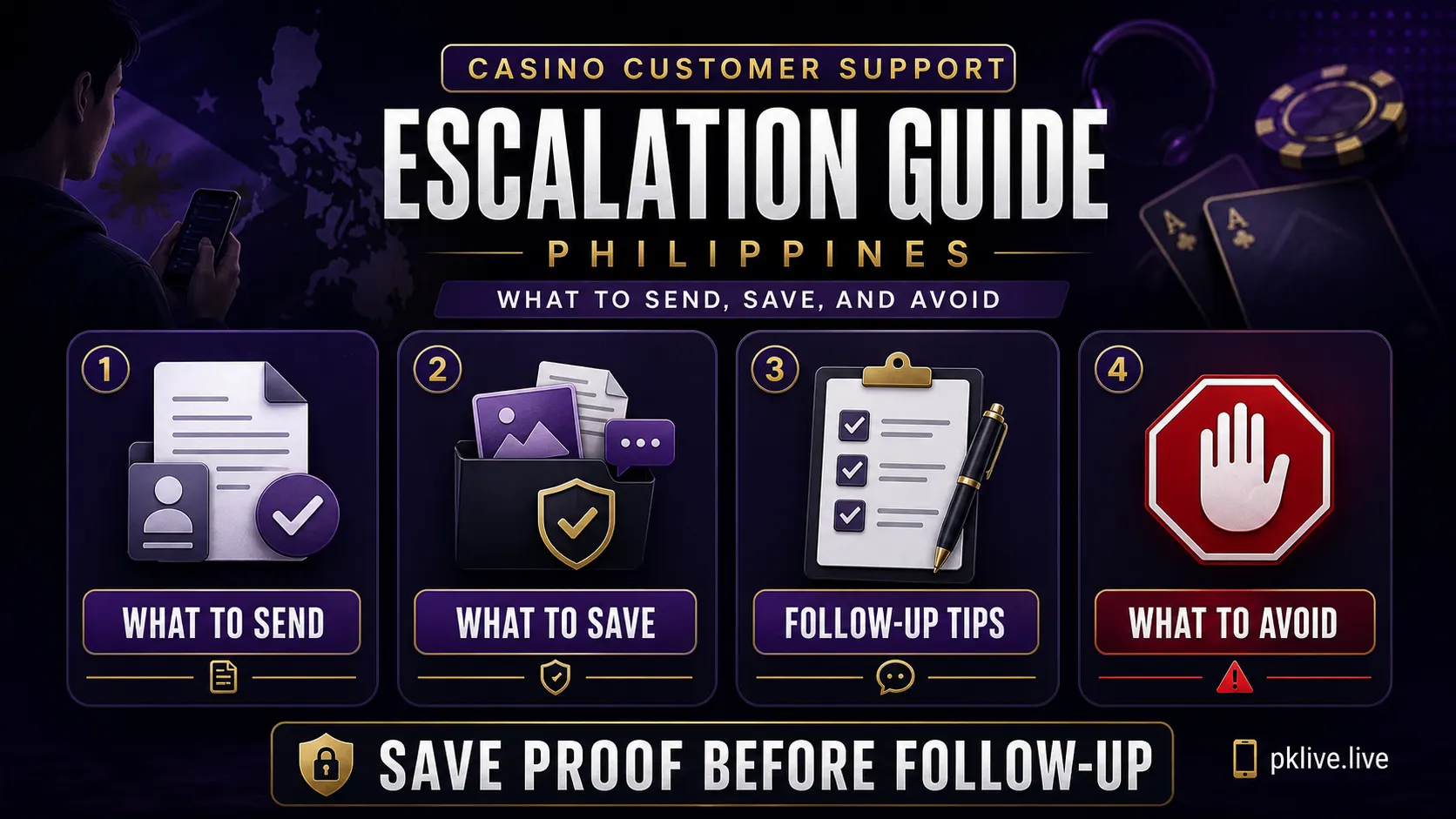 Casino Customer Support Escalation Guide Philippines: What to Send, Save, and Avoid stop-rule illustration