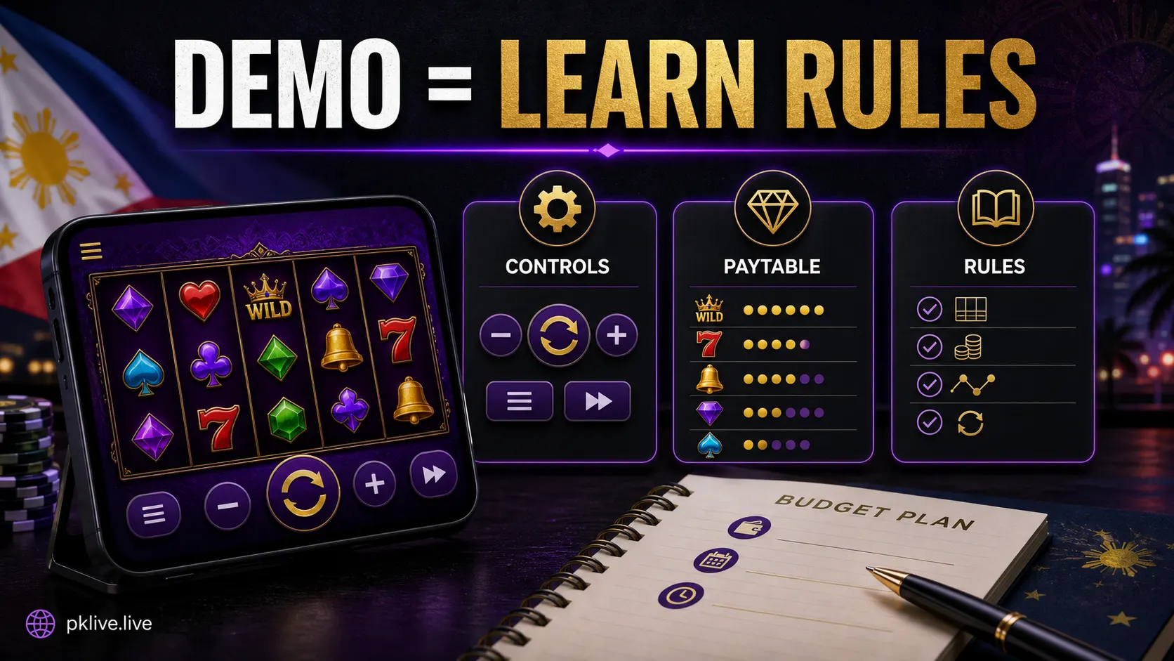 Demo vs Real Money Slots Philippines: What Changes Before You Play for Cash illustration 1: demo = learn rules