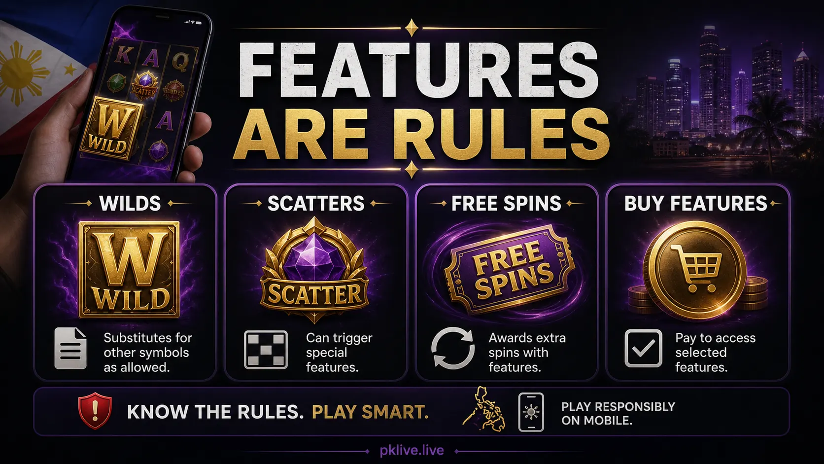 Slot Bonus Features Explained Philippines: Wilds, Scatters, Free Spins, and Buy Features illustration 1: features are rules