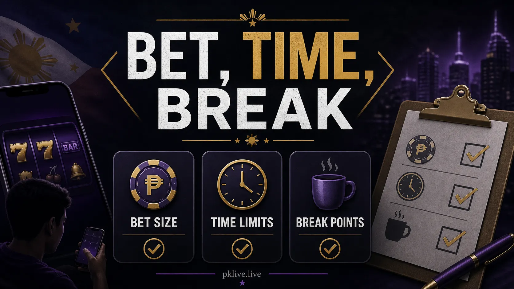 Slot Session Budget Checklist Philippines: Bet Size, Time Limits, and Break Points illustration 1: bet, time, break